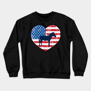 American Flag Heart Love Zebra Usa Patriotic 4Th Of July Crewneck Sweatshirt